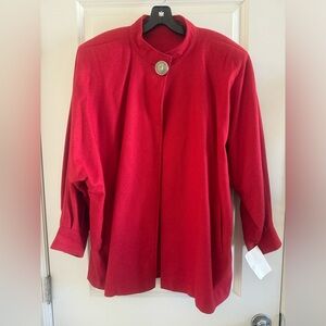 Vintage Red Wool Jacket Coat Cape Size 32